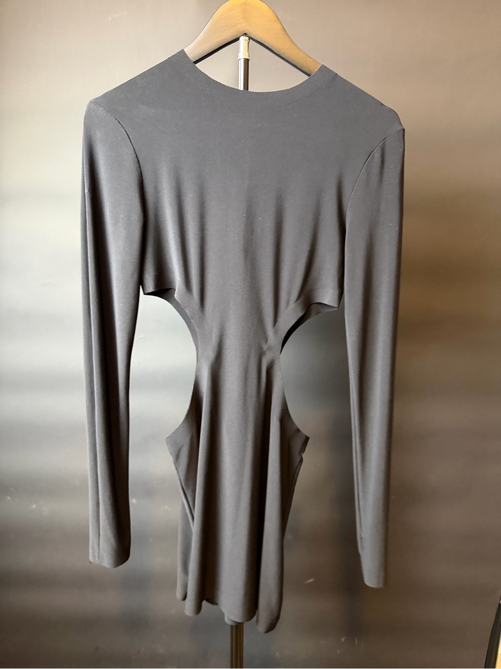 Norma Kamali Black Long Sleeve Cutout Mini Dress